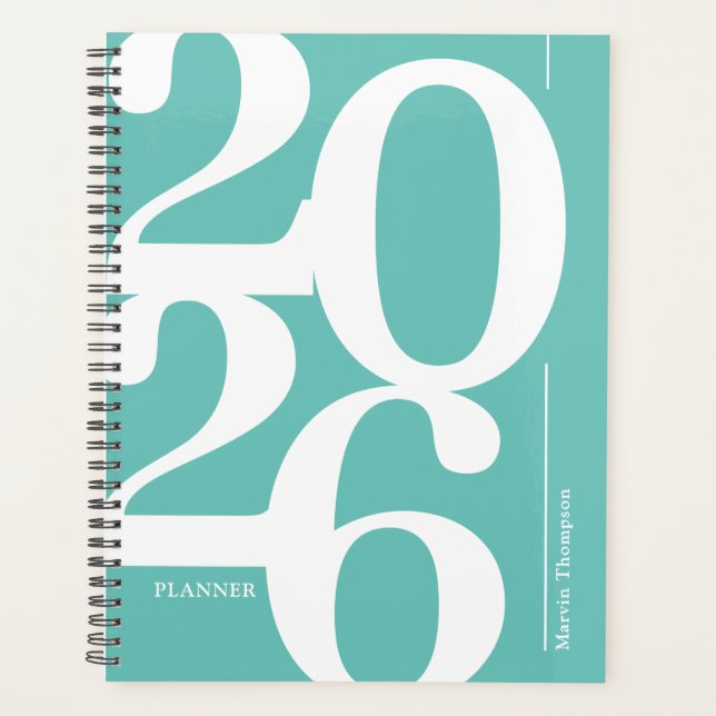 Agenda Nome Azul Turquesa 2026 (Frente)