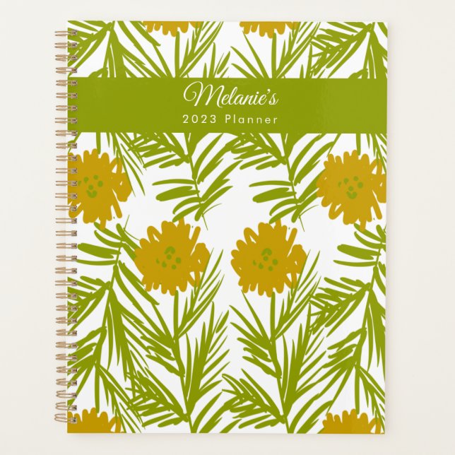 Agenda Nome Botânico Amarelo Floral Desenho (Frente)