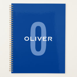 Agenda Nome Branco Azul do Monograma Personalizado