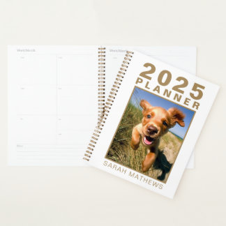 Agenda Nome Branco Dourado Pet Dog Simple 2025
