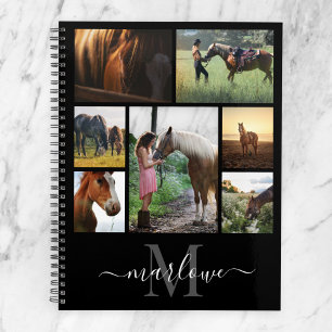 Agenda Nome Branco Preto da Colagem de Fotografias do Mon