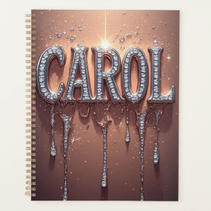 Agenda Nome Carol em Dourado Rosa com Brilho