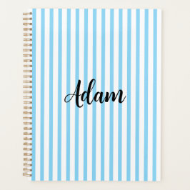 Agenda Nome com Listra Azul e Branco Personalizado
