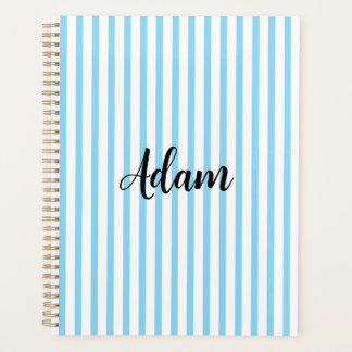 Agenda Nome com Listra Azul e Branco Personalizado
