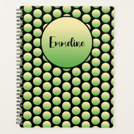 Agenda Nome da Bolinhas Verde Amarelo Retroativo Preto
