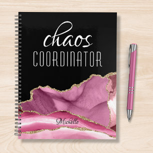 Agenda Nome da Mármore Dourada Rosa Girly Coordenadora d