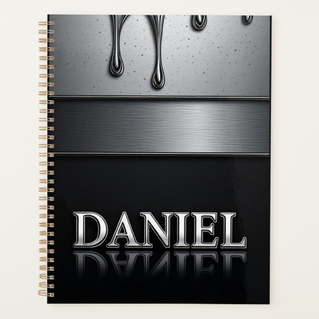 Agenda Nome Daniel com Metal Líquido Pingando (Frente)