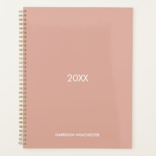 Agenda Nome de ano personalizado rosa poeirento elegante