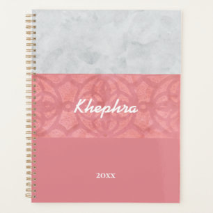Agenda Nome de Aquarela da Cinza Rosa-Rosa-Rosa