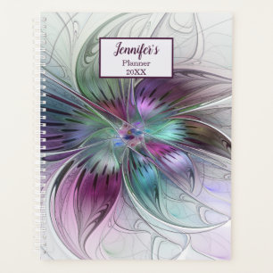 Agenda Nome de Arte Fractal Floral Colorida da Flor Abstr
