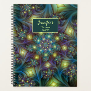 Agenda Nome de Arte Fratural azul iluminado azul roxo