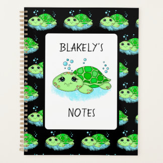 Agenda Nome de Cartoon de Tartaruga Cuta Personalizada