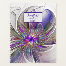 Agenda Nome de Flor Fractal Abstrato, Enérgico e Colorido