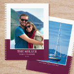 Agenda Nome de Fotografia Personalizado Moderno de Plum<br><div class="desc">Crie seu próprio planejador de ano fotográfico! Um modelo de na moda personalizado com duas fotografias favoritas, seu nome, o ano e uma legenda ou lema pessoal. Os planejadores personalizados fazem presentes maravilhosos para familiares e amigos, e são uma forma excelente de manter todos organizados! Cores impressas: ameixa roxa-rosa e...</div>