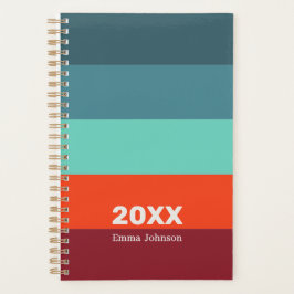 Agenda Nome de Listras Burgundy Escarlate Azul Retro