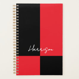 Agenda Nome de Script de Bloco de Cor Vermelha e Preta Pe