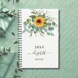 Agenda Nome de script de girassol eucalipto grenry 2023<br><div class="desc">Um fundo branco. Decorado com girassóis,  eucalipto verde. Adicione um nome,  texto. O nome é escrito com um moderno estilo escrito à mão com traços. Para manter as hastes,  exclua apenas o nome da amostra,  deixe os espaços ou emoji na frente e depois do nome.</div>