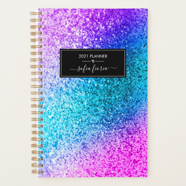 Agenda Nome de Script Elegante Brilho de Sereia 2021 (Frente)