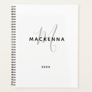 Agenda Nome de Script Girly Monograma Minimalista Moderno