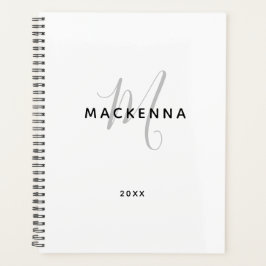 Agenda Nome de Script Girly Monogramas Minimalista Modern