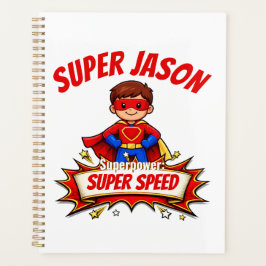 Agenda Nome de Super-Herói Infantil Personalizado & Super