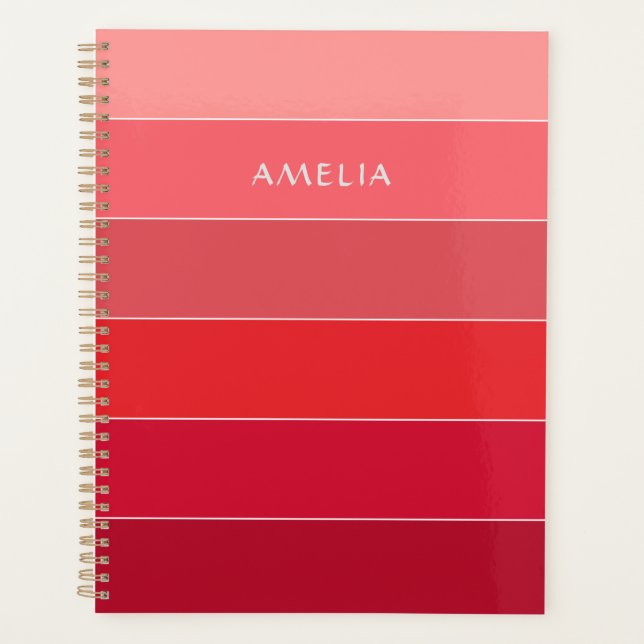 Agenda Nome do Bloco de Cores Listras Rosa Vermelhas (Frente)