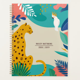 Agenda Nome do Leopardo da Selva Colorida Moderna