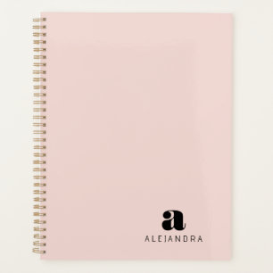 Agenda Nome do Monograma Cor-de-Rosa Espelho Moderno