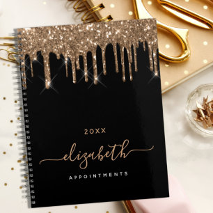 Agenda Nome do monograma do dourado preto 2026