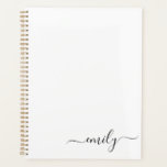 Agenda Nome do Monograma do Script Moderno Preto Branco<br><div class="desc">Nome do Monograma Simples Preto e Branco. Isto faz o doce e perfeito aniversário de 16 anos,  casamento,  chá de panela,  aniversário,  chá de fraldas ou festa de solteira presente para alguém que ama luxo de luxo e estilos quíticos.</div>