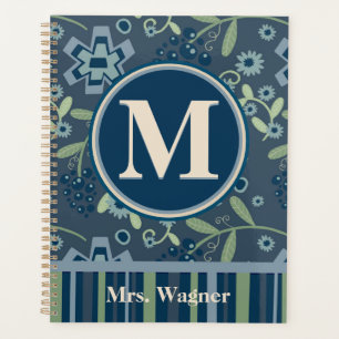 Agenda Nome do Monograma Personalizado do Professor Flora