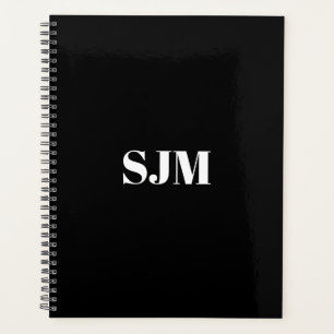 Agenda Nome do monograma personalizado preto mínimo