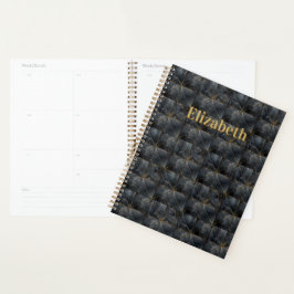 Agenda Nome do padrão de ladrilhos de ônix preto Monogram