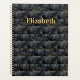 Agenda Nome do padrão de ladrilhos de ônix preto Monogram
