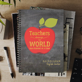 Agenda Nome do Professor Dourado Script Red Apple Blackbo