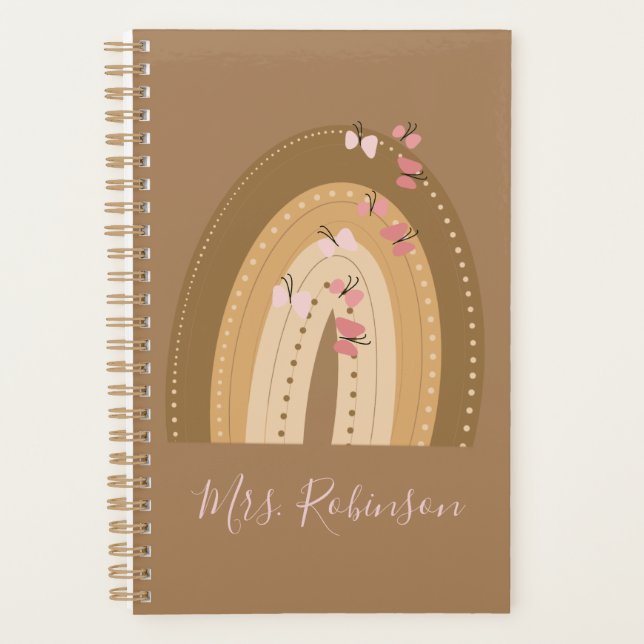 Agenda Nome do Professor Script Borboletas Arco-íris (Frente)