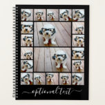 Agenda Nome do Script de Colagem de Fotografias do Trendy<br><div class="desc">Use até 18 fotos quadradas e 2 paisagens/horizontais para criar um presente exclusivo e pessoal. Para obter melhores resultados, recorte suas fotos em quadrados antes de carregar. Este esquema de tendência com um lugar para texto extra ou um monograma inclui linhas limpas e uma grade moderna. Se precisar ajustar as...</div>