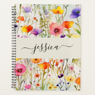 Agenda Nome do script de flores silvestres de aquarela el