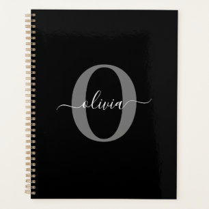 Agenda Nome do script do monograma personalizado Cinza br