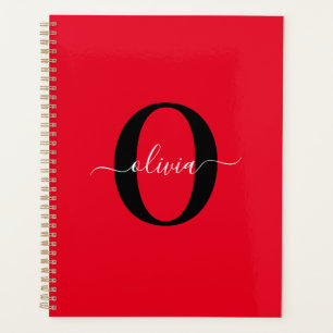 Agenda Nome do Script Monograma Personalizado Branco Pret