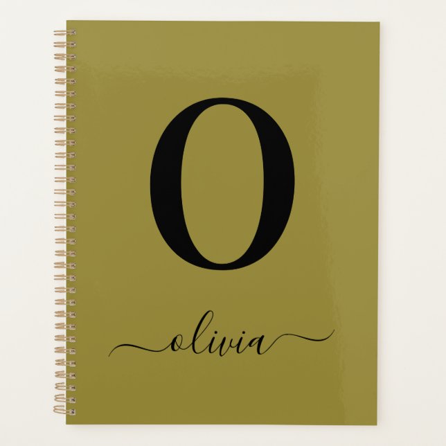 Agenda Nome do Script Monograma Personalizado Dourado E P (Frente)