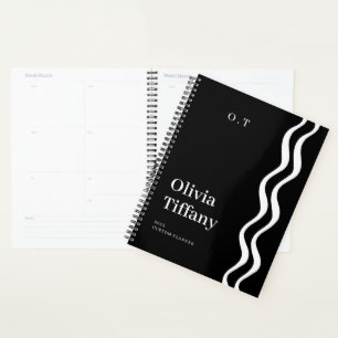 Agenda Nome e Ano Personalizados Preto e Branco Minimalis