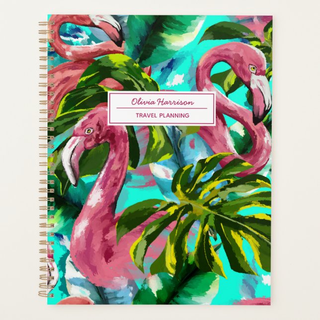 Agenda Nome e Assunto Tropicais Flamingo (Frente)
