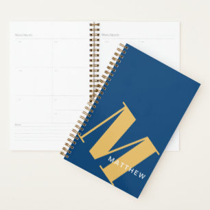 Agenda Nome e inicial personalizados masculinos, Marinho/