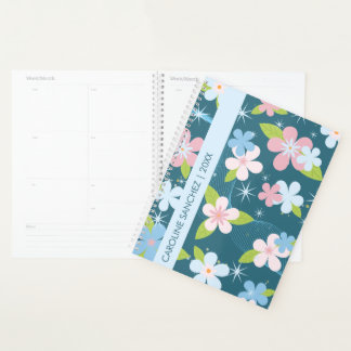 Agenda Nome floral azul ano feminino elegante