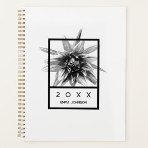 Agenda Nome Floral Preto e Branco Moderno 2026