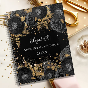 Agenda Nome glamoroso floral de ouro preto 2024