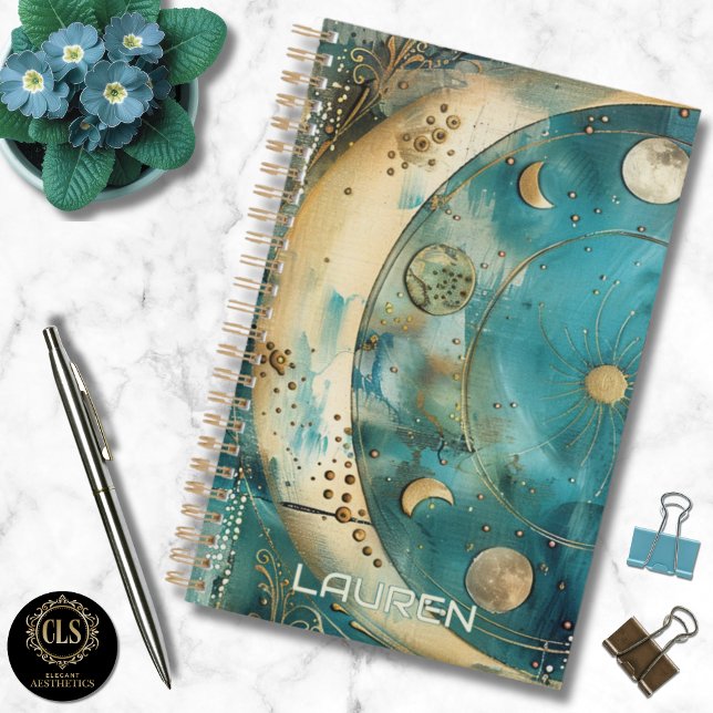 Agenda Nome Limpo Celestial Lua e Sol (Daily Planner – Personalized Magical Celestial)
