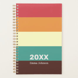 Agenda Nome Listras Marrom Creme Vermelho Enferrujado Ret