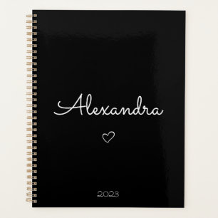 Agenda Nome Moderno Mínimo Preto e Branco